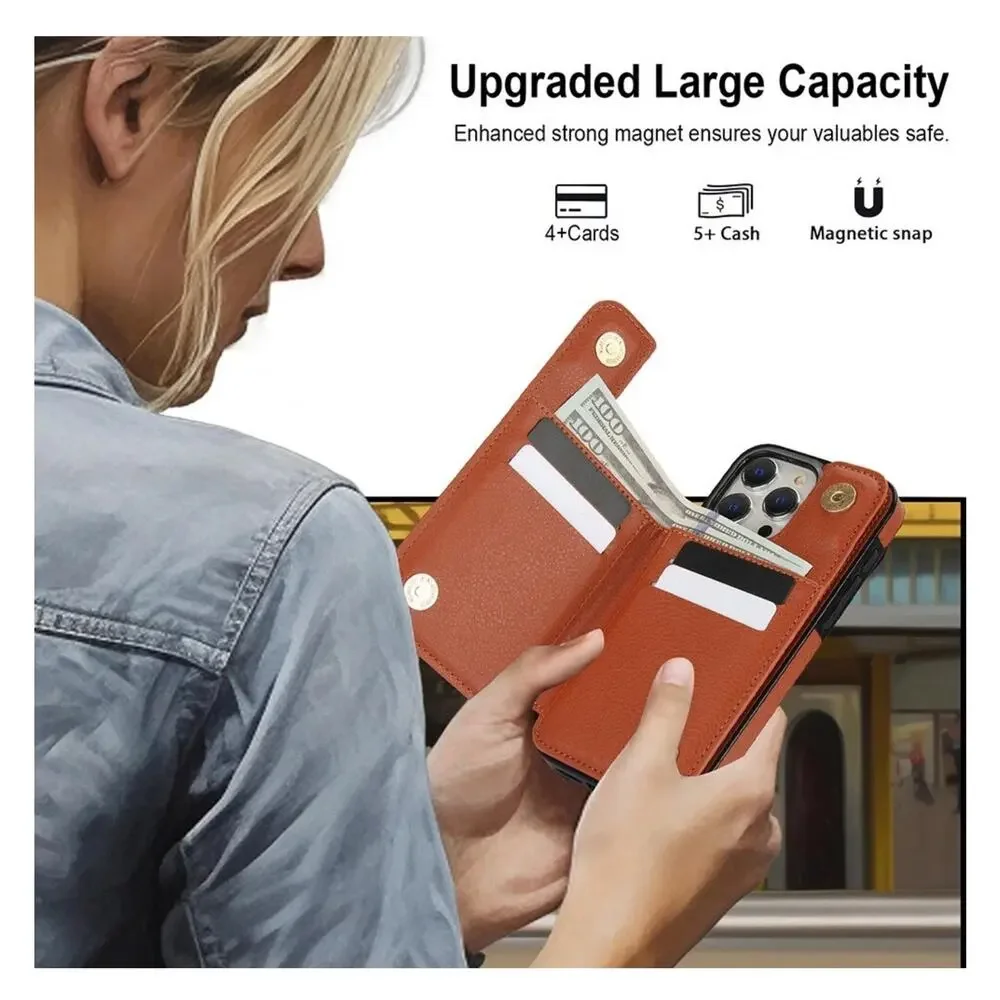 10x Magnetic Wallet Case Brown PU Leather Card Holder Stand Shockproof Arae 10pc